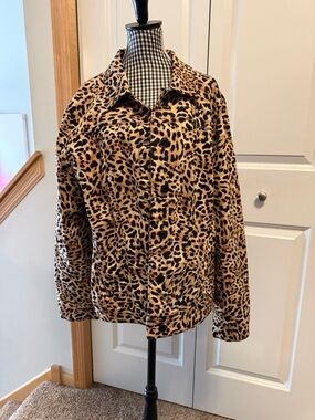 Chico's Leopard Print Button-Up in Tan and Black